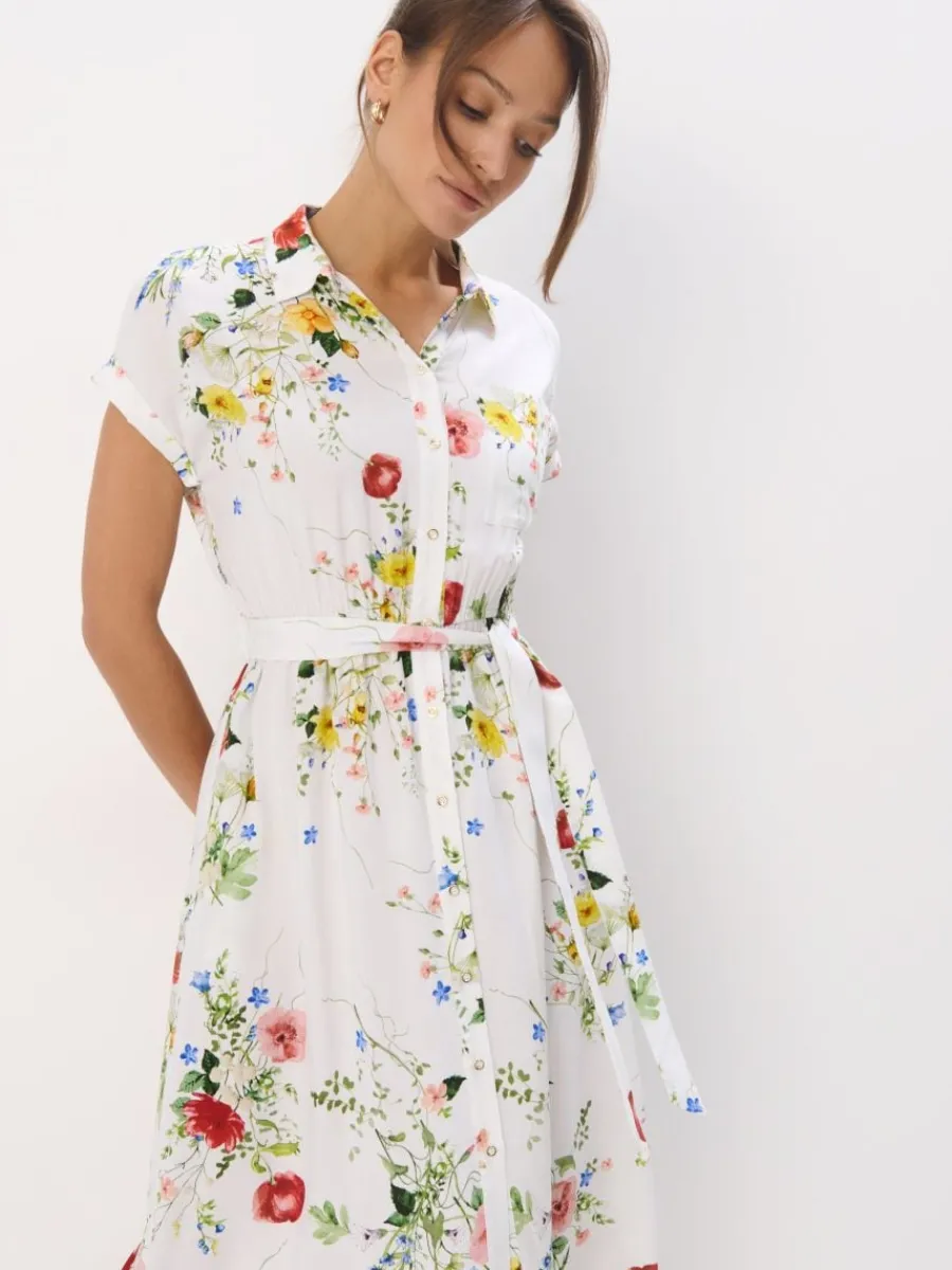 MOHITO Wiskozowa sukienka midi biau0142y Outlet