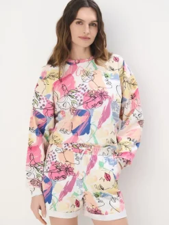 MOHITO Wzorzysta bluza z bawełną mocny ru00f3u017cowy Online