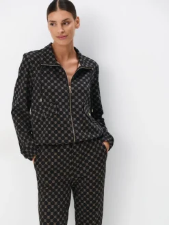 MOHITO Wzorzysta bluza z zamkiem czarny Discount