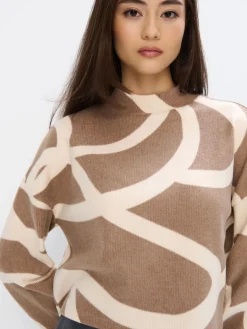 MOHITO Wzorzysty sweter beu017cowy Outlet