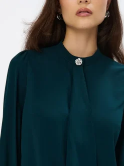 MOHITO Zielona bluzka z ozdobnym elementem ciemny zielony Fashion
