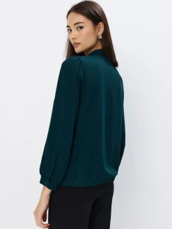 MOHITO Zielona bluzka z ozdobnym elementem ciemny zielony Fashion