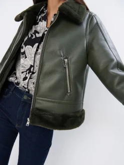 MOHITO Zielona kurtka biker khaki Hot