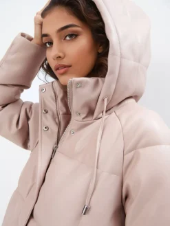 MOHITO Zimowa beżowa kurtka puffer beu017cowy Clearance