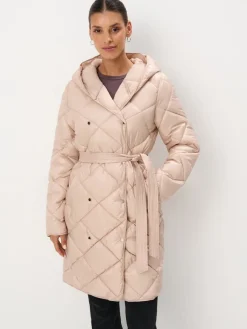 MOHITO Zimowy beżowy płaszcz z kapturem beu017cowy Fashion