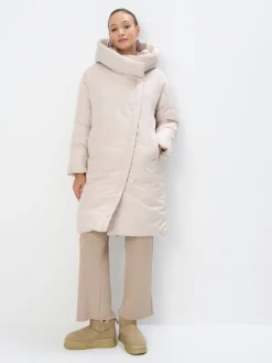 MOHITO Zimowy kremowy płaszcz oversize beu017cowy Online